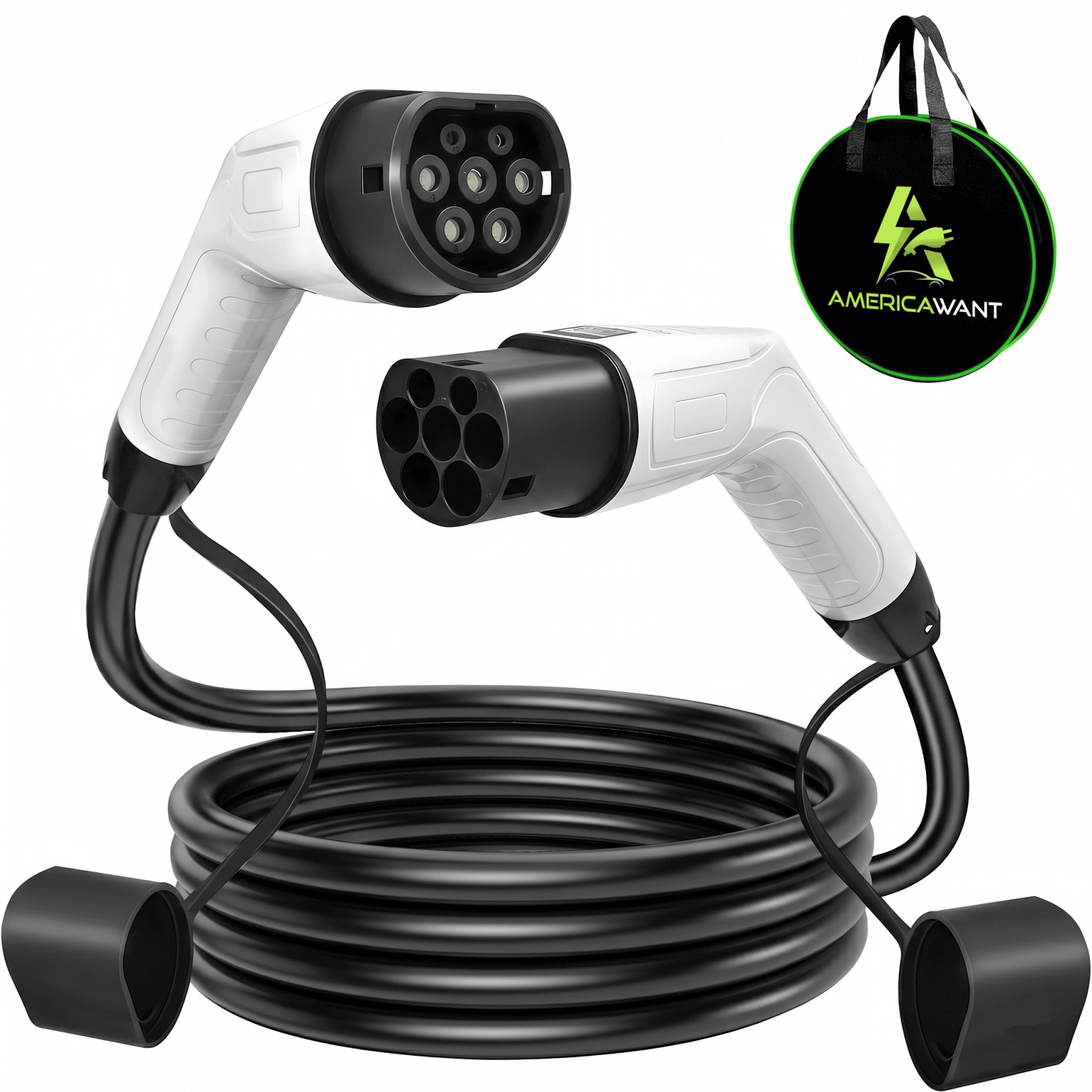 Cable de carga Tipo 2 a Tipo 2 enrollado, con bolso de transporte AmericaWant