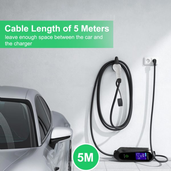 Cargador Portátil para Auto Eléctrico Tipo 2 3.5kW 16A con App | Cable 5M