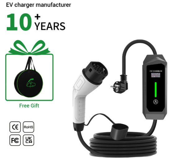 Cargador Portátil para Auto Eléctrico Tipo 2 | 3.5kW | 16A | Cable 5m | Uso Doméstico