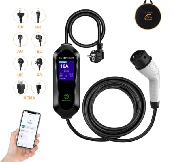 Cargador Portátil para Auto Eléctrico Tipo 2 3.5kW 16A con App | Cable 5M