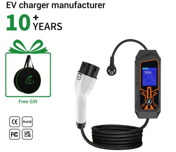 Cargador Portátil Tipo 2 para Auto Eléctrico 3.5kW Regulable (6A a 16A) – Cable 5m